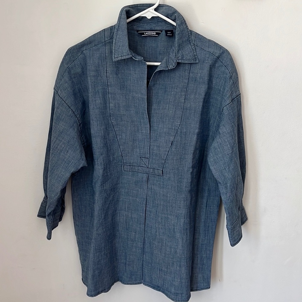 Chambray 3/4 sleeve denim tunic
